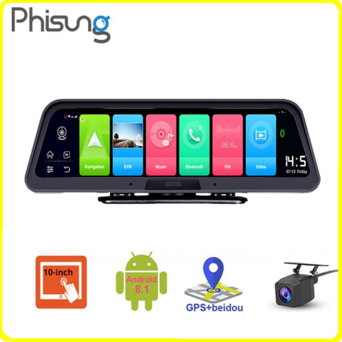 Sản phẩm Camera hành trình đặt taplo ô tô cao cấp Phisung Q98 tích hợp 4G, Wifi, định vị GPS , android 8.1 .