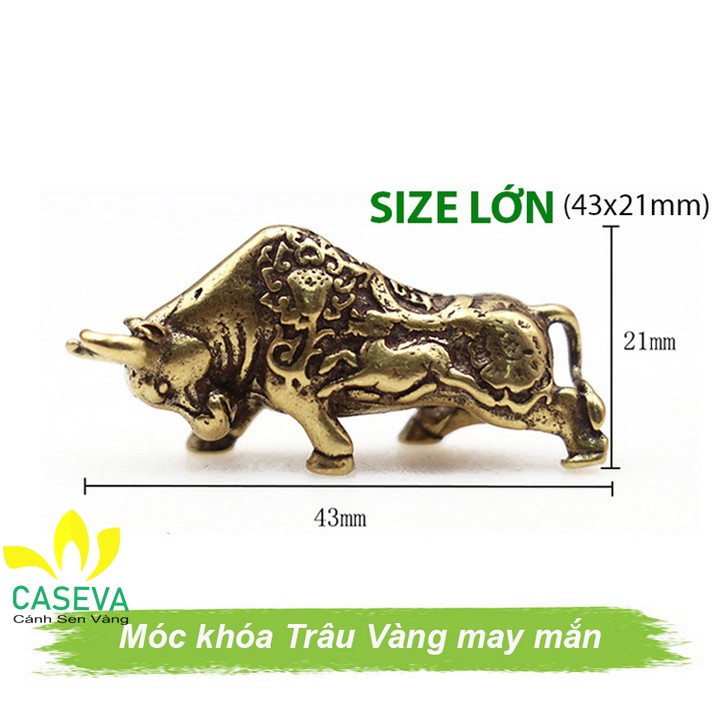 Móc Khóa Con Trâu Vàng Kim Ngưu, Móc Khóa Linh Vật Phong Thuỷ, Móc Khóa Tuổi Sửu, Móc Khóa Xe Máy Đồng Thau CASEVA