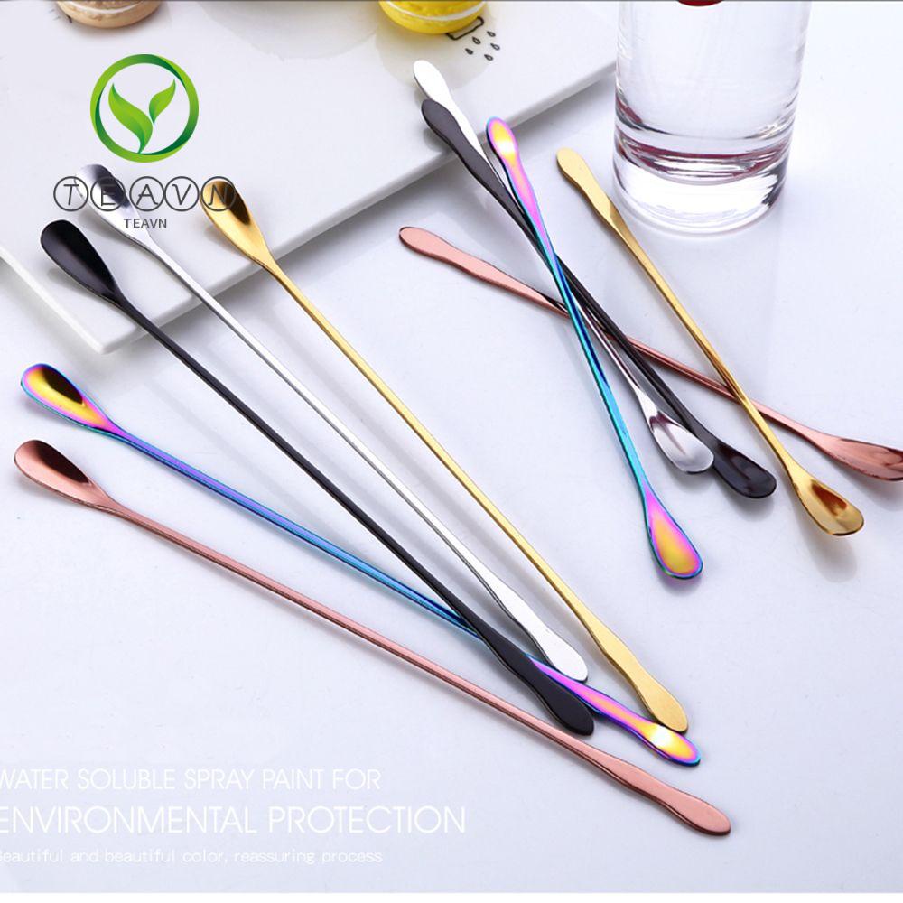Kitchen Rainbow Long Handle Stir Spoon Stainless Steel Tableware