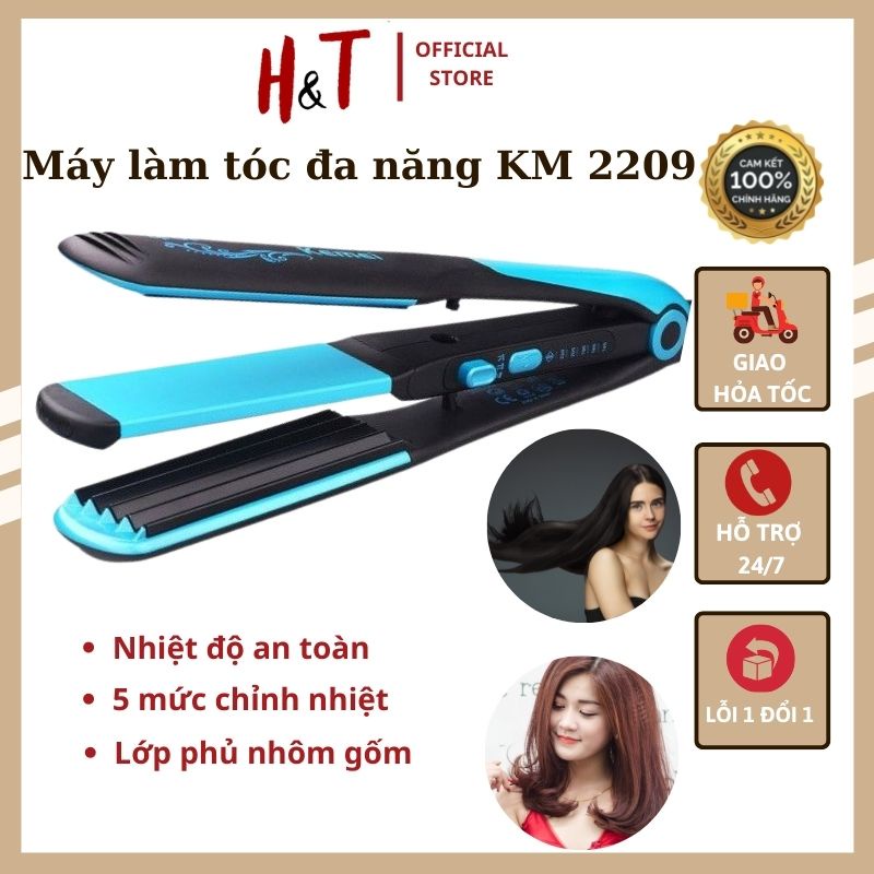 Máy làm tóc tự động, dụng cụ ép duỗi tóc, dập xù tạo kiểu tóc Kemei KM-2209 đa năng, có 4 mức chỉnh nhiệt