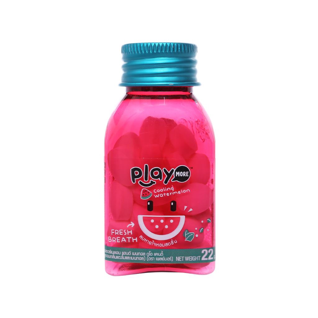 Kẹo The Không Đường Hương Dưa Hấu PLAY MORE Cooling Watermelon (Lọ 22g)
