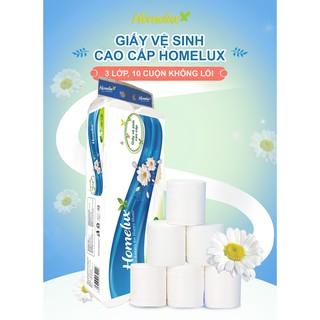 Giấy vệ sinh Homelux cao cấp 3 lớp, 10 cuộn (không lõi)