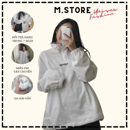 Áo Sweater Cổ Khóa Thêu chữ Thar Chất Nỉ Dày Dặn Form Suông Dáng Rộng Trẻ Trung Hottrend M.Store