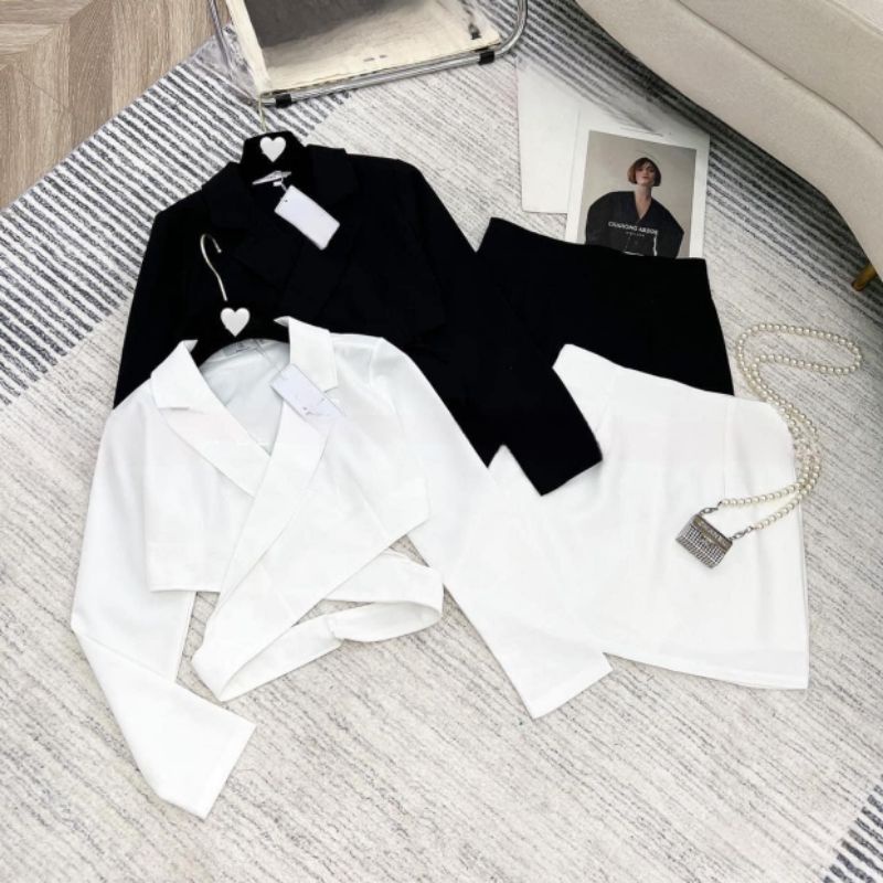 SET ÁO VEST CROPTOP PHỐI CHÂN VÁY BIGSIZE