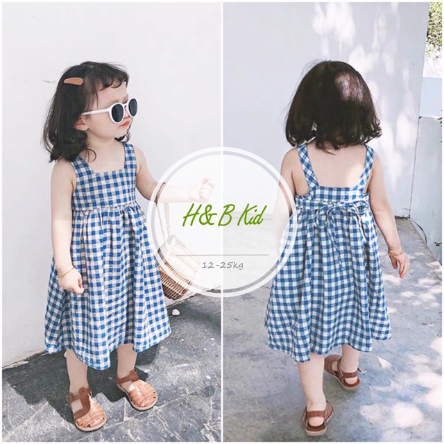 Đầm caro cho bé gai