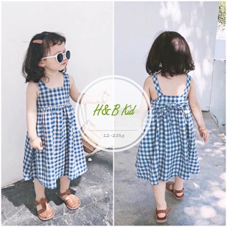 Đầm caro cho bé gai
