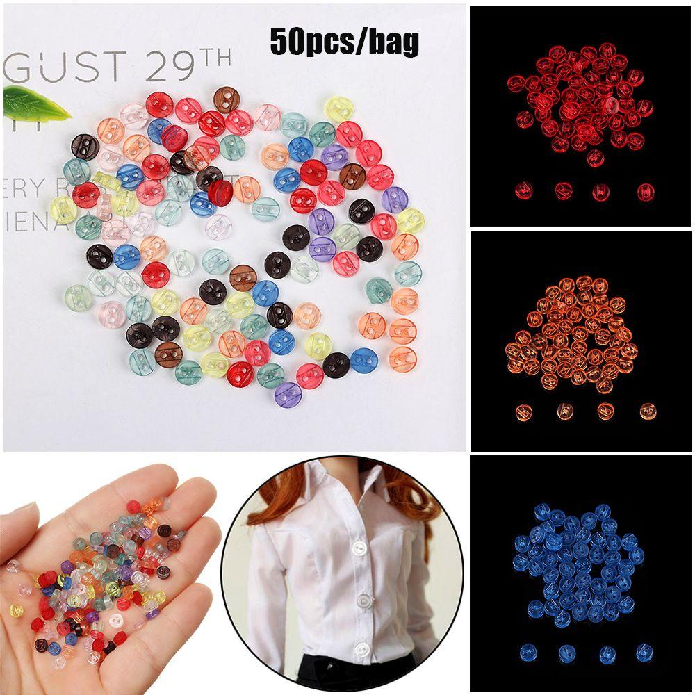 Set 50 Nút Nhựa 5mm Trong Suốt Nhiều Màu Cho Búp Bê