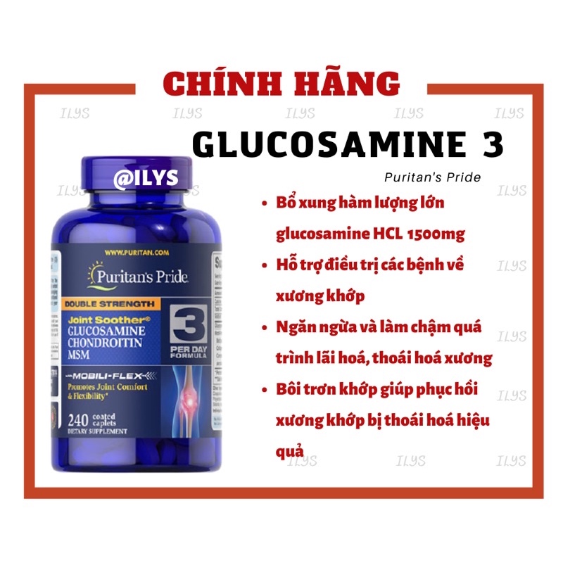 Viên Uống Hỗ Trợ Xương Khớp Glucosamine Chondroitin MSM Puritan's Pride Của Mỹ 240 viên