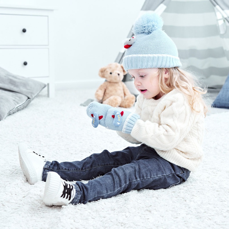 Bộ Găng Tay Và Mũ Len Giữ Ấm Mùa Đông Dành Cho Các Bé