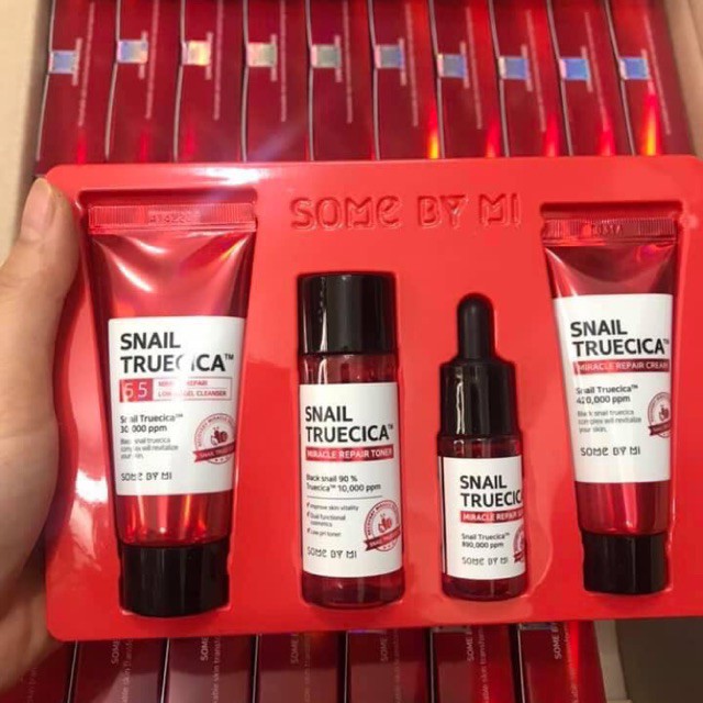 ( SNAIL ĐỎ) Set 4 món Some By mi Snail Truecica Miracle Repair Starter Kit