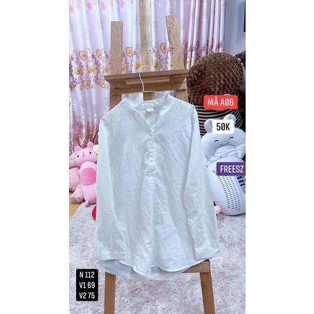 Áo somi trắng 3 nút freesize.A06