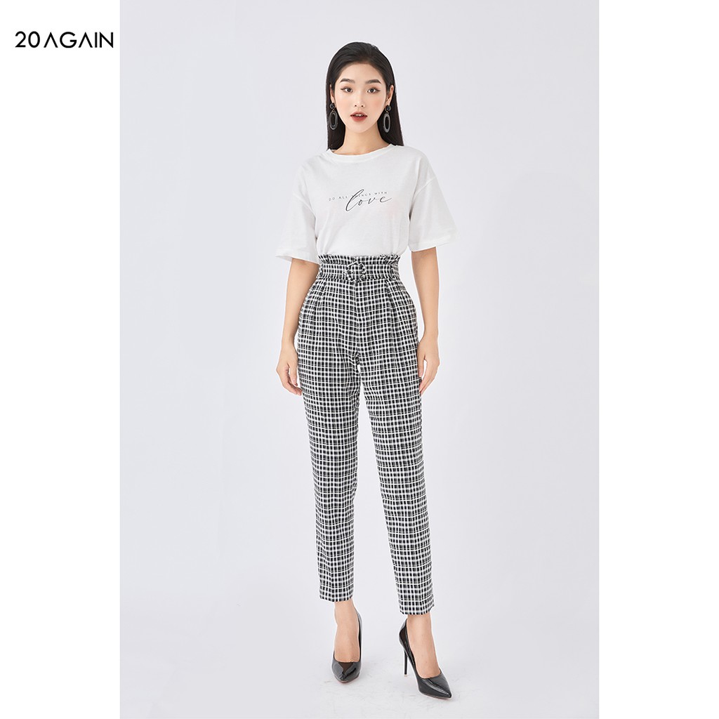 Quần baggy kẻ 20AGAIN thanh lịch, trẻ trung màu sắc cá tính QGA1668