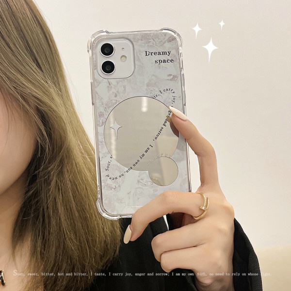 Ốp điện thoại hình trái đất có gương soi dành cho điện thoại Xs max/Series ip 11/ Series ip 12/ Series ip 13
