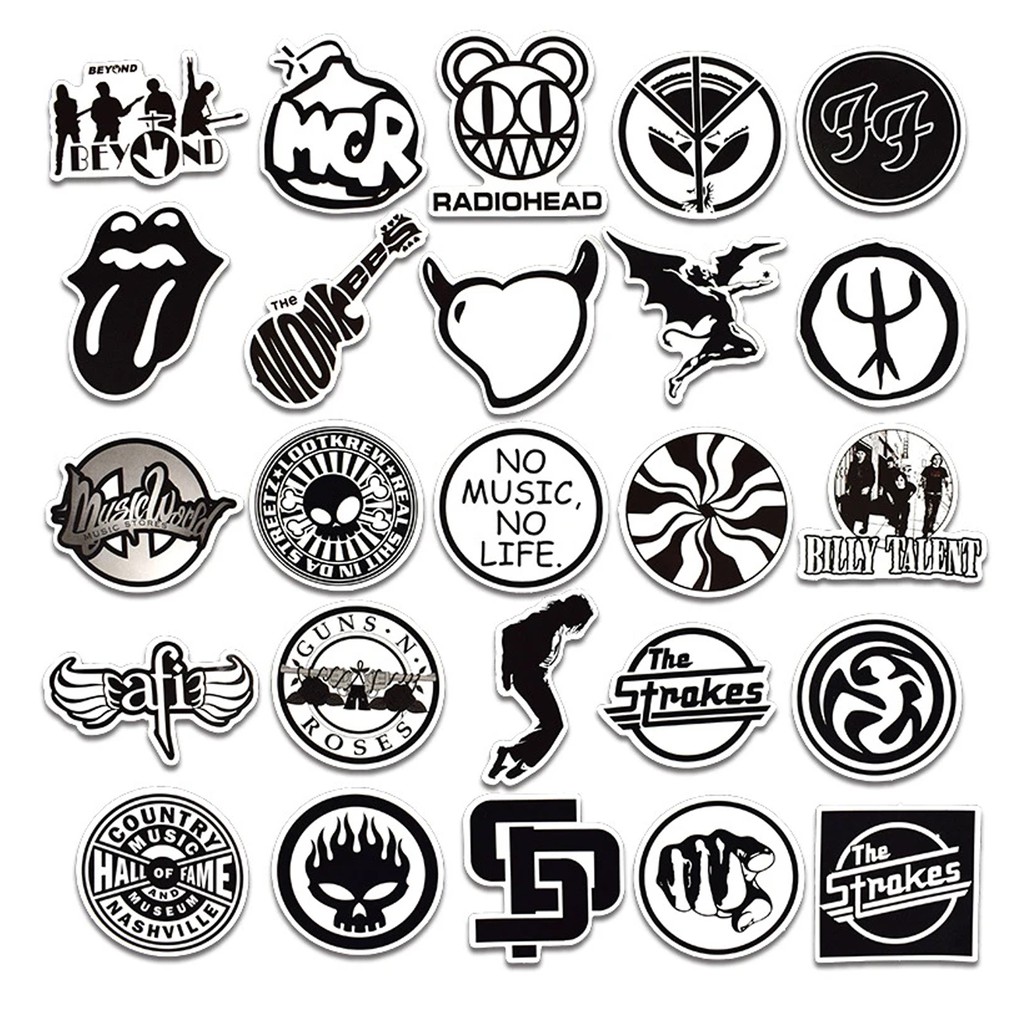 Sticker trắng đen black white stickers cao cấp trang trí Vali Laptop Mũ Bảo Hiểm Xe Máy Xe Đạp..