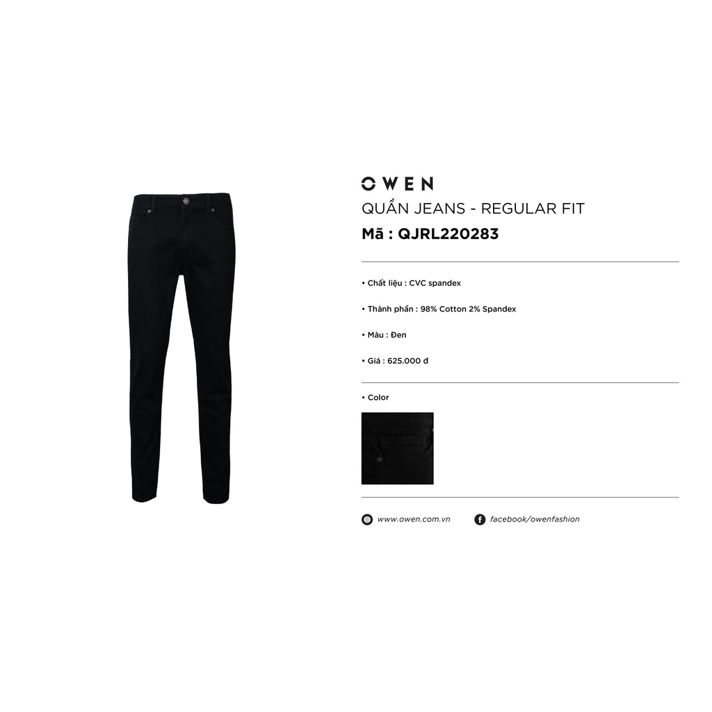 Quần Jean Nam Quần Bò Hàng Hiệu Owen QJRL220283 dáng regular fit ống đứng Vải Denim Cotton Cao Cấp Bền Màu Co Giãn Tốt