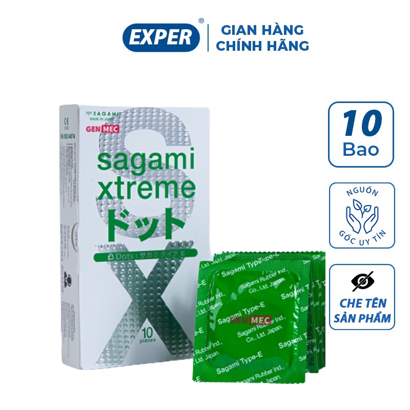 Bao cao su Sagami Xtreme Dots, bcs gân gai bi siêu mỏng chống xuất tinh sớm kéo dài thời gian