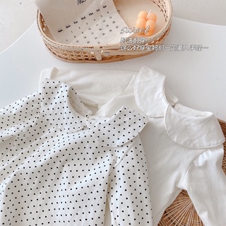 Áo trắng chấm bi cổ sen