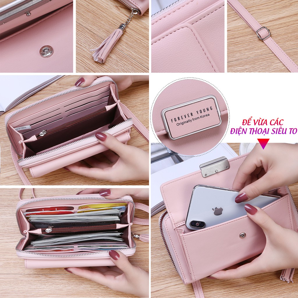 [Mã FATHANG5 giảm 10K đơn 50K] Ví Forever Young Đeo Chéo Tua Rua Khuy Vuông P1344 | BigBuy360 - bigbuy360.vn