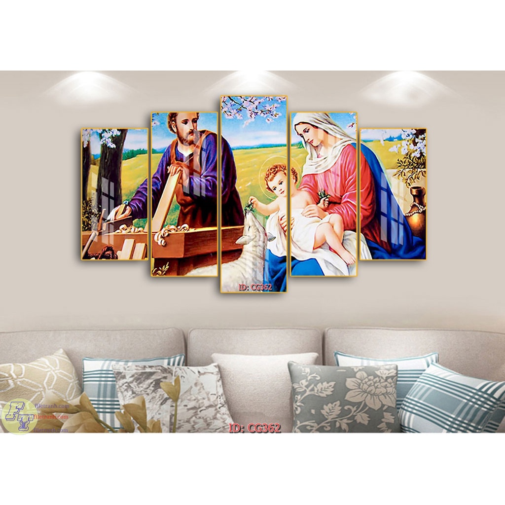 Bộ 5 tranh treo tường Công Giáo/ Chúa GiêSu/ Các Thánh Tông Đồ/Tráng Gương/ Phòng Khách/ Quà Tặng Tân Gia