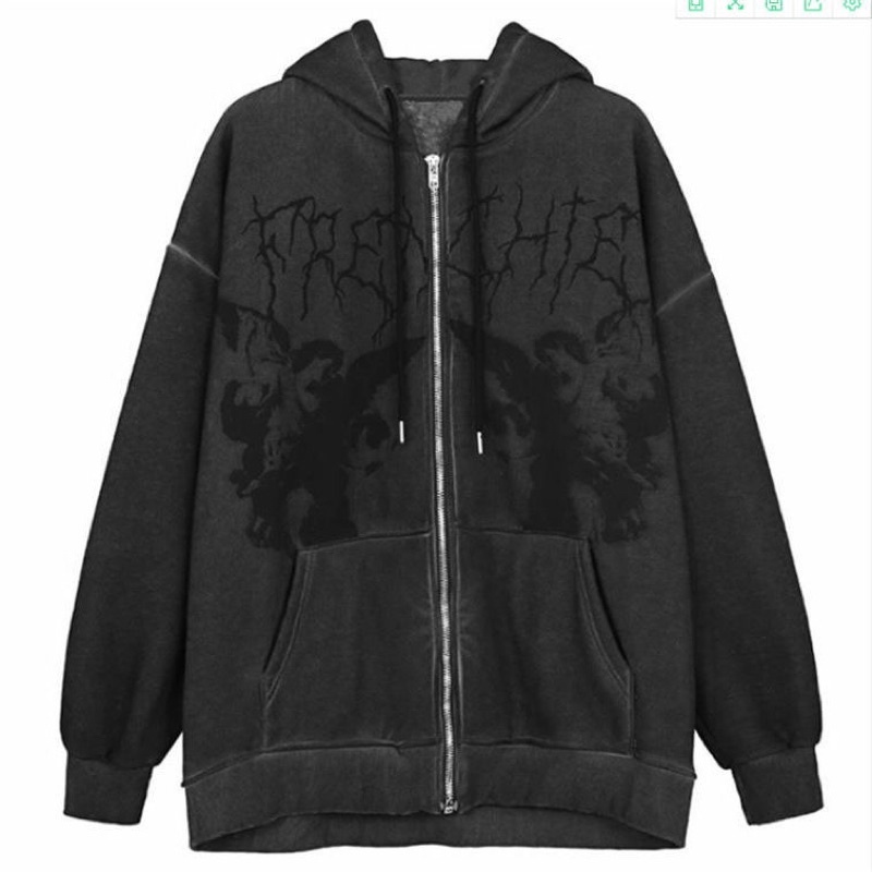 Áo hoodie zip nam nữ màu sắc vintage hoạ tiết phong cách Gothic Y2K FOOTMADE