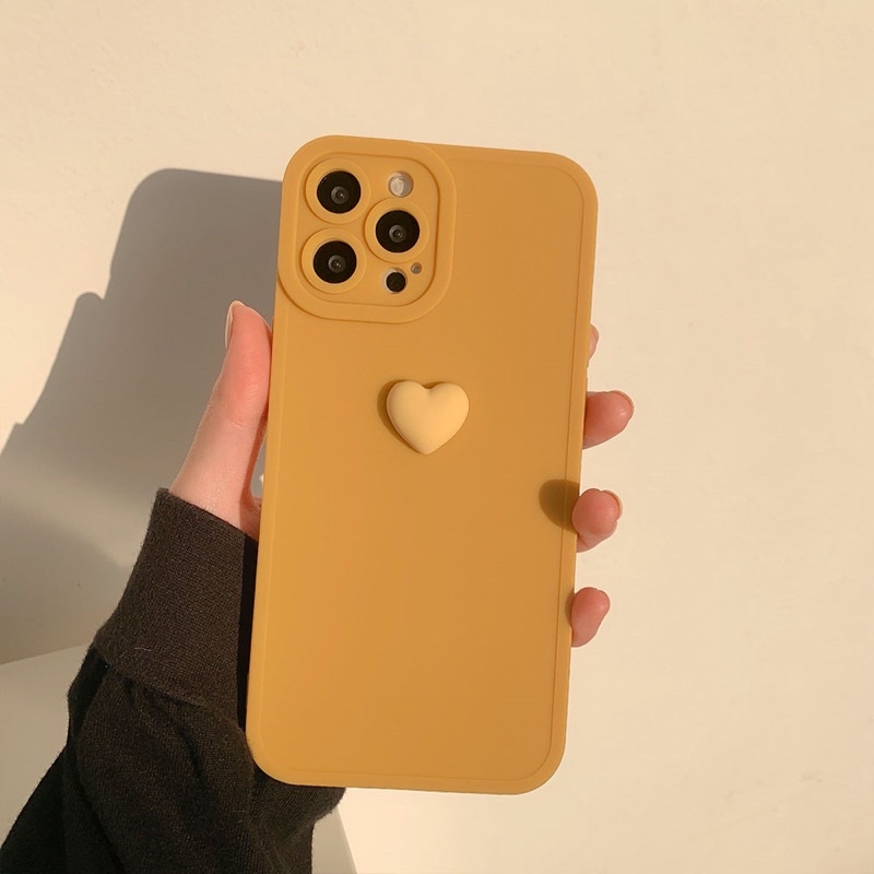 (SIÊU RẺ) Ốp lưng iphone trơn nhám bảo vệ cam tim tròn xanh vàng 7plus/8/8plus/x/xr/xs/11/12/13/pro/max/plus/promax