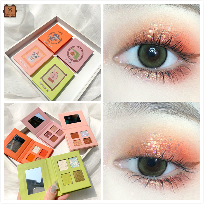 (Hàng Mới Về) Phấn Mắt Bốn Màu Kim Tuyến Lấp Lánh Chống Thấm Nước