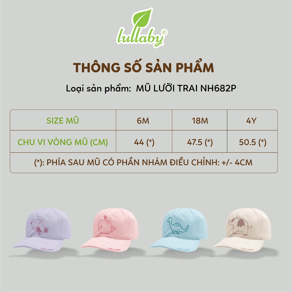 LULLABY Mũ lưỡi trai NH682P bé trai/bé gái