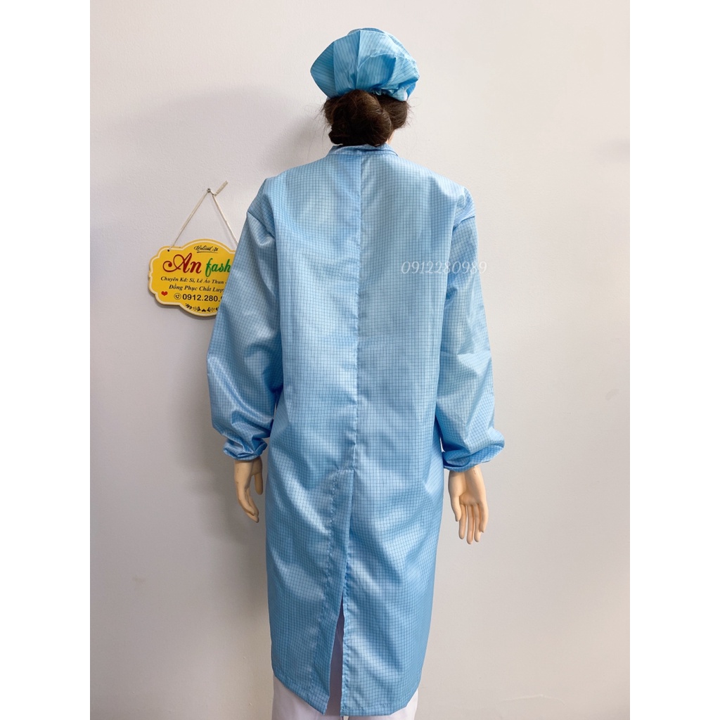 Áo phòng sạch dáng dài vải chống tĩnh điện nhiều màu sắc - Áo blouse phòng sạch _ Hình chụp thật