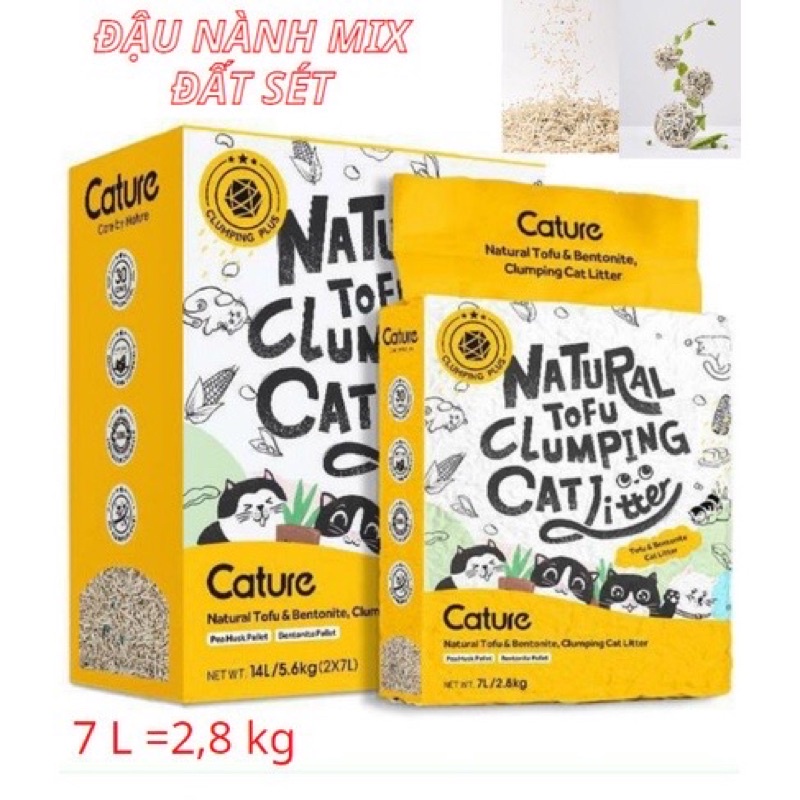 Cát đậu nành Cature 7L,Mix đất sét túi 2.8kg