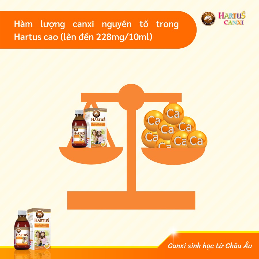 Siro Canxi Hartus 150ml Bổ Sung Canxi Sinh Học Cho Bé Phát Triển Chiều Cao