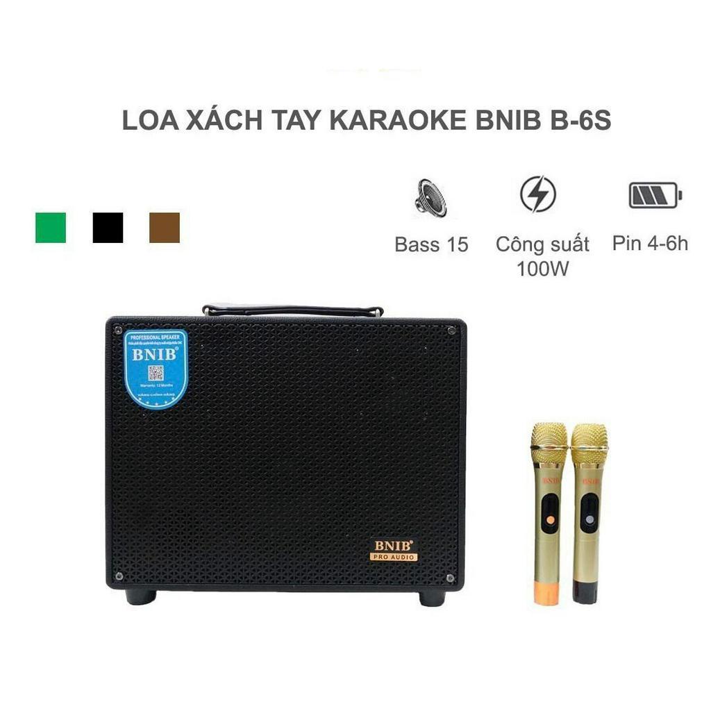 Loa karaoke xách tay vali BNIB B-6S Kèm 2 tay micro VHF xịn xò, Thiết Kế sang trọng, Nhỏ gọn, Bảo hành 12 tháng