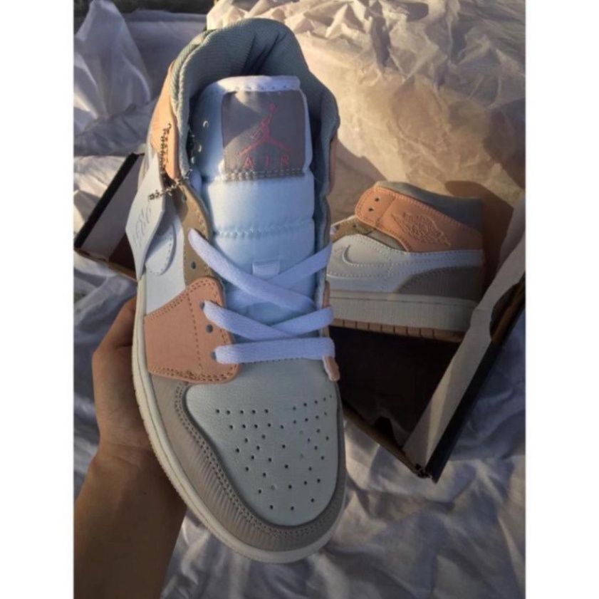 Giày Sneaker Jordan 1 Mid Milan Cam Cao Cổ Giày Thể Thao Nữ Da Nhăn Full Box Freeship | BigBuy360 - bigbuy360.vn