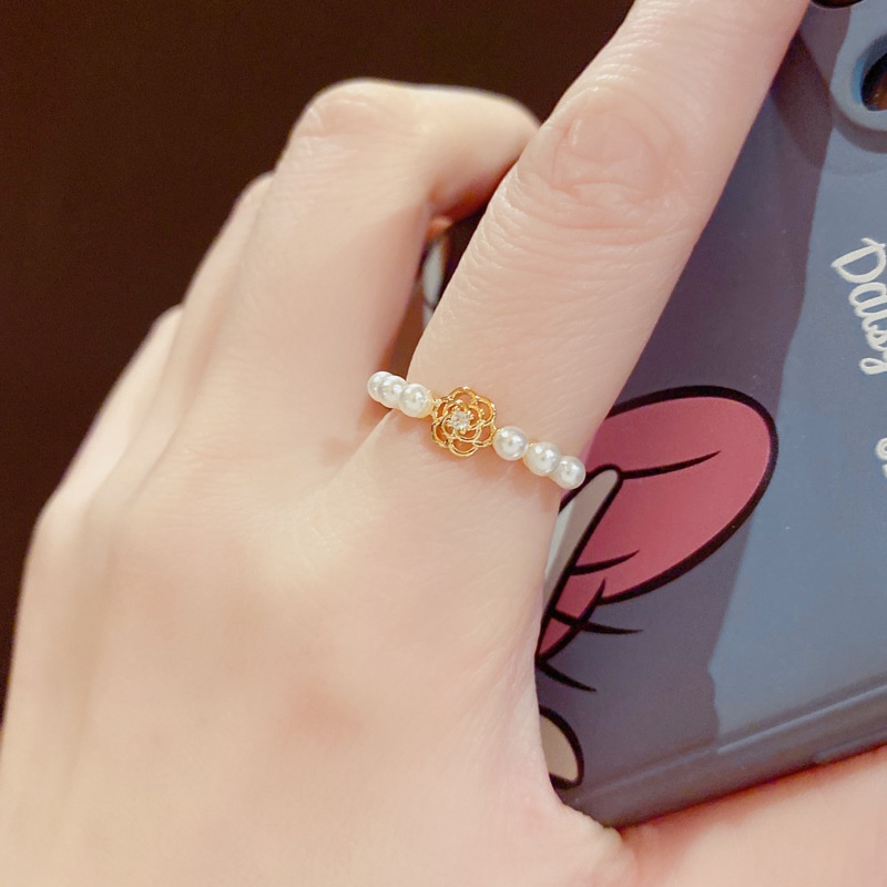 Nhẫn Hở Đính Hoa Và Ngọc Trai Phong Cách Nhật Bản Sang Trọng Ngọt Ngào Dành Cho Nữ