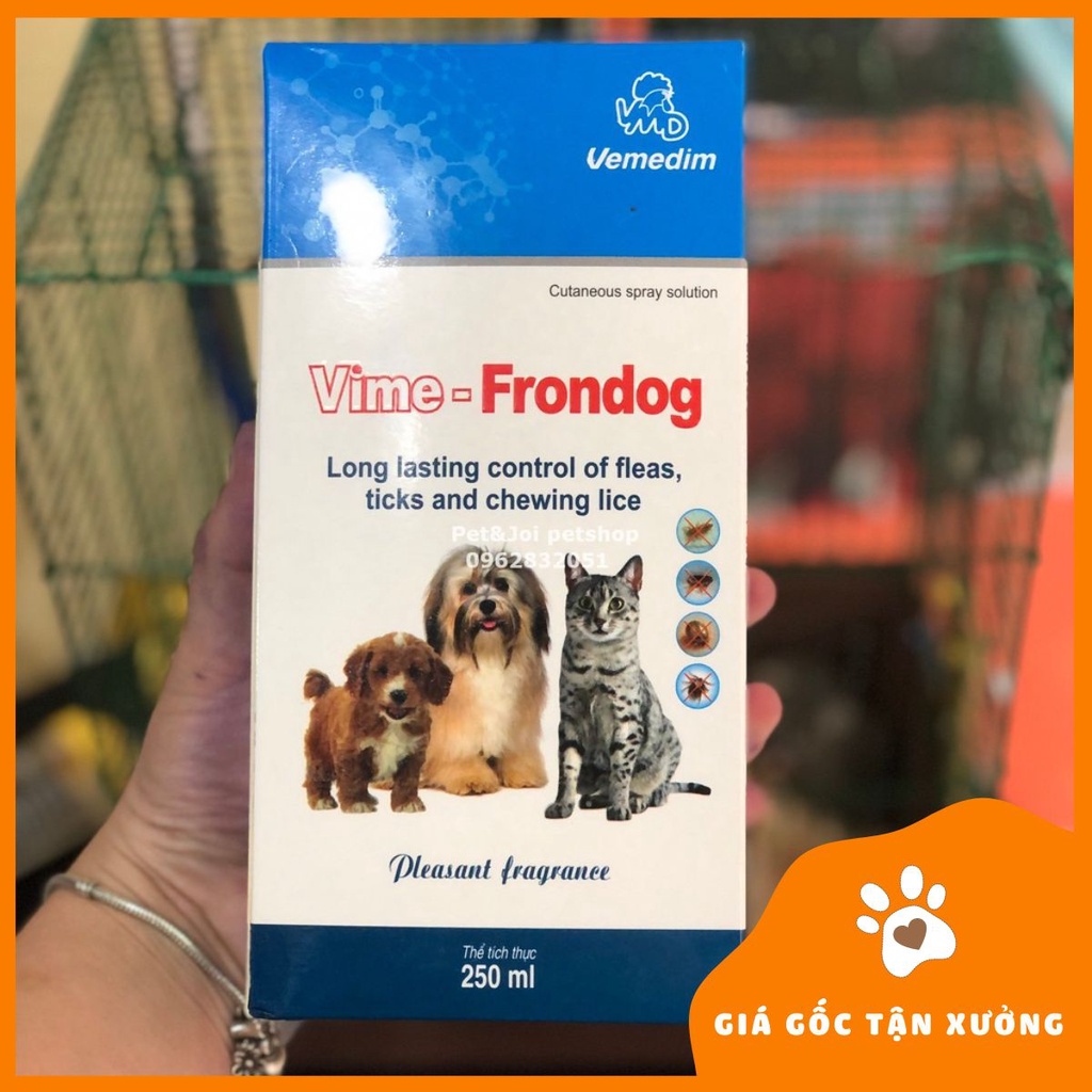 Thuốc xịt vẹ rận bọ chét vime frondog 250ml cho chó mèo - PET&amp;JOI