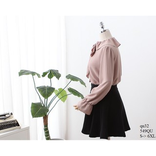 TOP447 ÁO SƠ MI  NỮ VOAN LỤA TAY BO