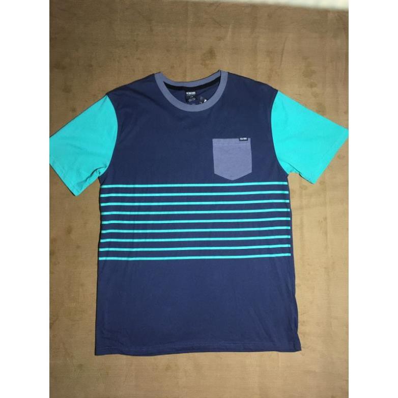 Áo thun nam Zoo York cổ tròn cotton tay ngắn màu xanh có sọc ngang size L