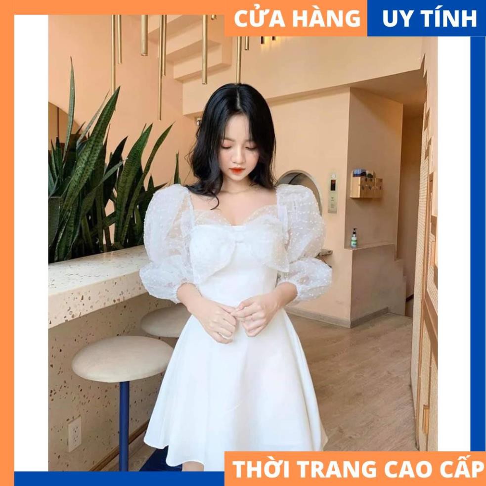 Đầm xòe tay lưới bồng phối nơ ngực siêu xinh Lizzy dress [HÀNG CAO CẤP] | BigBuy360 - bigbuy360.vn