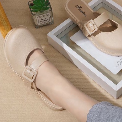 Dép Nữ Mũi Tròn Có Dây Quai Ngang Kiểu Dáng Xinh Xắn Màu Sắc Trang Nhã