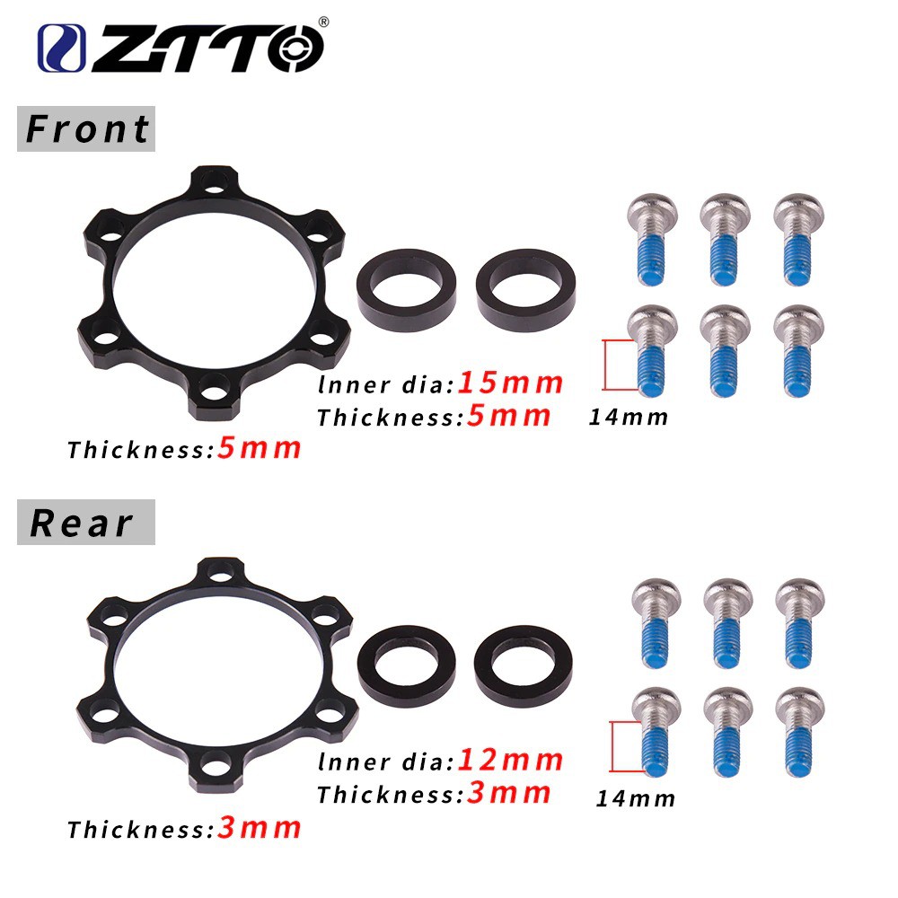 Bộ Chuyển Đổi Phanh Đĩa ZITTO Cho HUB MTB 6 Ốc Từ 100X15 sang 110x15 Và Từ  142X12 Sang 148X12 Mm