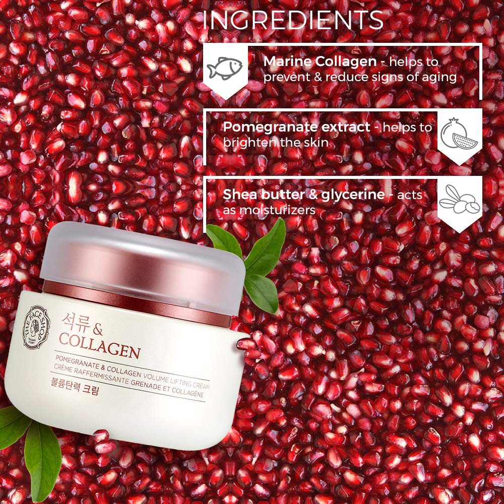 Kem dưỡng da mặt TheFaceShops Pomegranate & Collagen Volume Lifting Cream nâng cơ, chống lão hóa da - HONGS BEAUTY