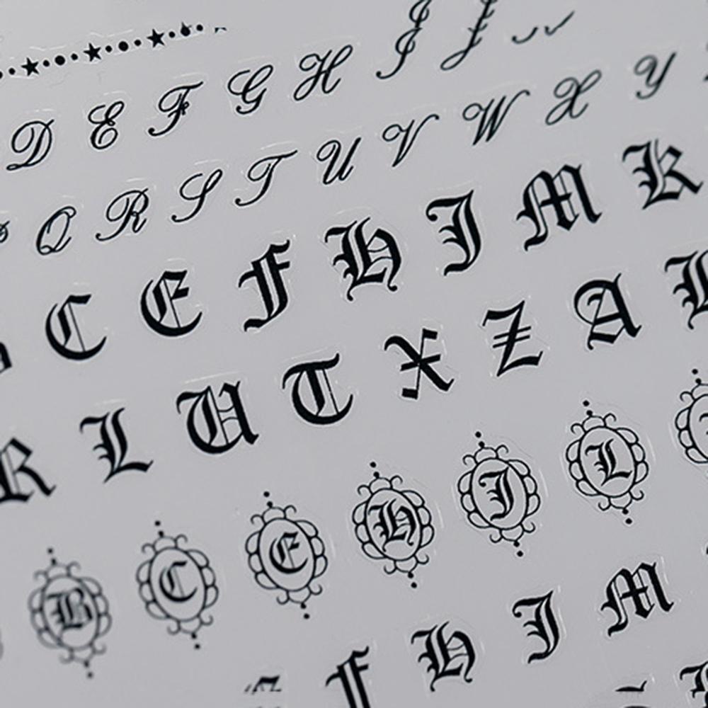 1 Miếng Dán Trang Trí Móng Tay Siêu Mỏng Khắc Chữ Tiếng Anh La Mã 5D DIY