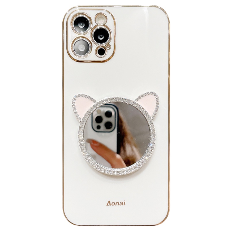 Ốp Điện Thoại Dẻo Tráng Gương Hình Mèo 3D Dễ Thương Cho Apple iPhone XS XR XS Max X 8 7 6 6S 14 Plus iPhone 11 12 13 14 Pro Max