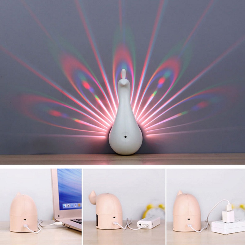 Đèn Led Gắn Tường Hình Con Công Có Điều Khiển Từ Xa