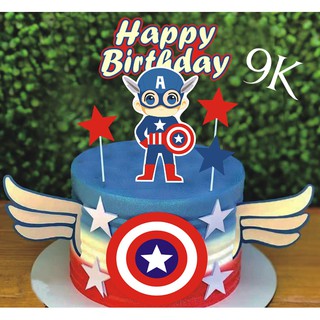 Set cắm đội trưởng Mỹ trang trí bánh kem