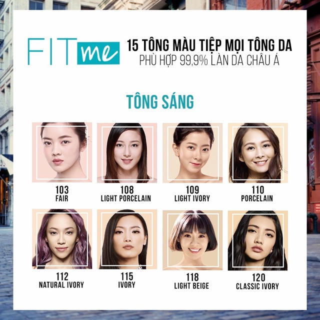 RẺ NHẤT kem nền Fit me tone sáng foundation matte poreless lì chai có vòi 108 109 110 112 115