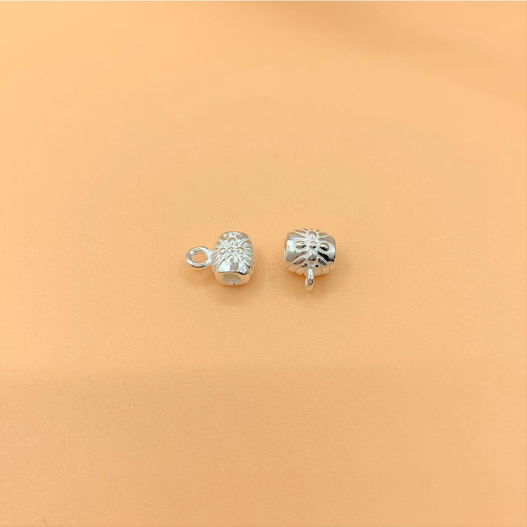 Charm bạc trụ nối có móc treo hoa văn - Charm bạc 925 - Mã CB035