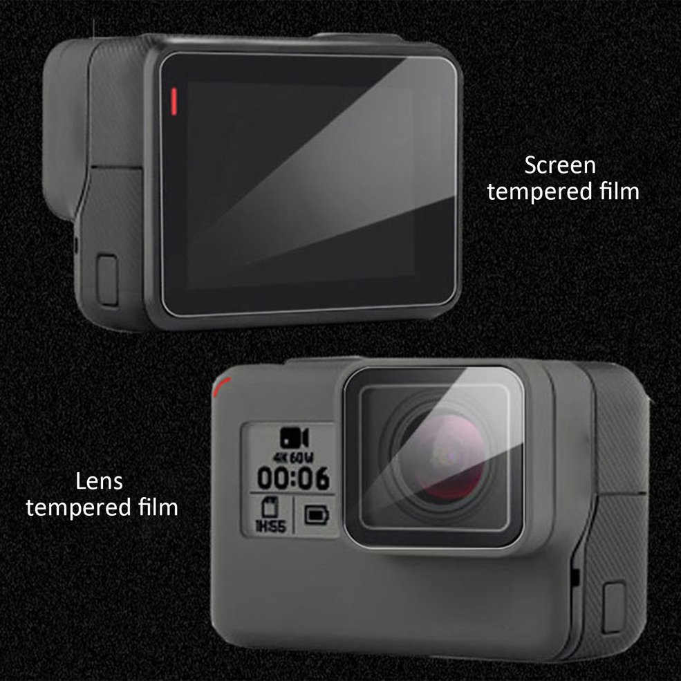 Set kính cường lực bảo vệ màn hình LCD + ống kính cho Gopro Hero 7 6 5 Go Pro (có bán lẻ)