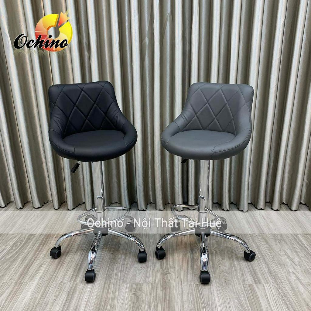 Ghế Chụp Hình, Ghê Quầy Lễ Tân Chân Bánh Xe Tùy Chỉnh Độ Cao Từ 65-85Cm Mẫu Nỉ Da Sang Chảnh (Ảnh Thật Và Video)