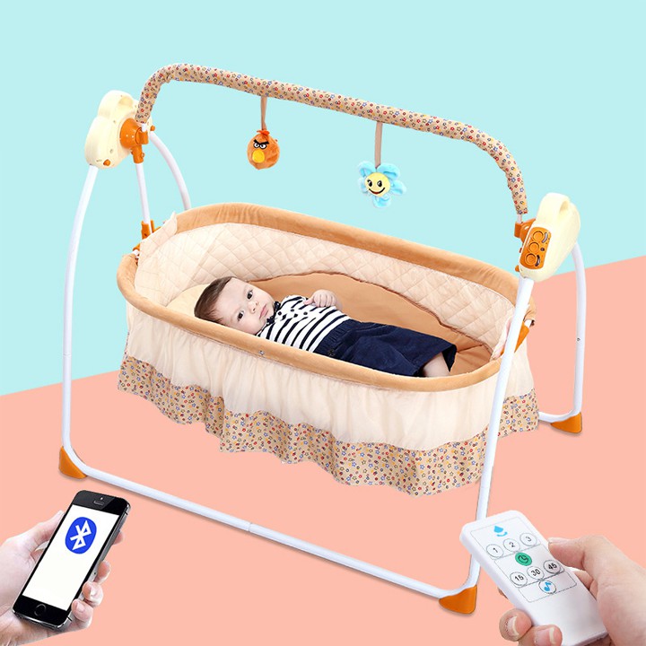 Nôi Điện Đưa Tự Động Cao Cấp Điều Khiển Từ Xa Kết Nối Bluetooth Điện Thoại