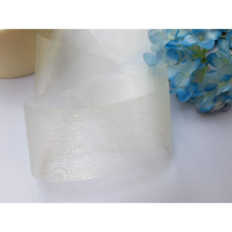 Dây voan tơ màu kem bản rộng 5cm